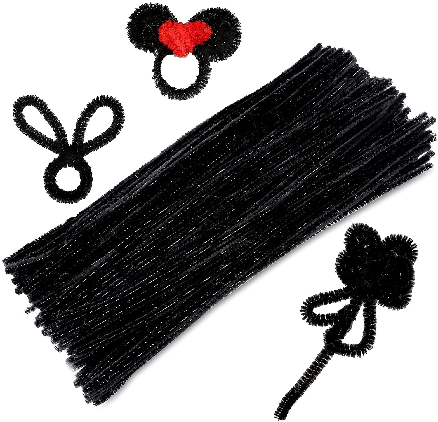150 Pieces Black Pipe Cleaners Chenille Stem, Pipe Cleaners